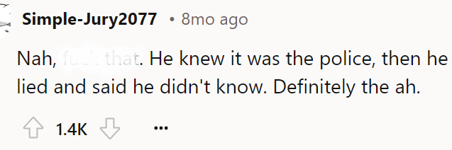 But, a Redditor pointed out the fact that the OP lied when he shouldn't have