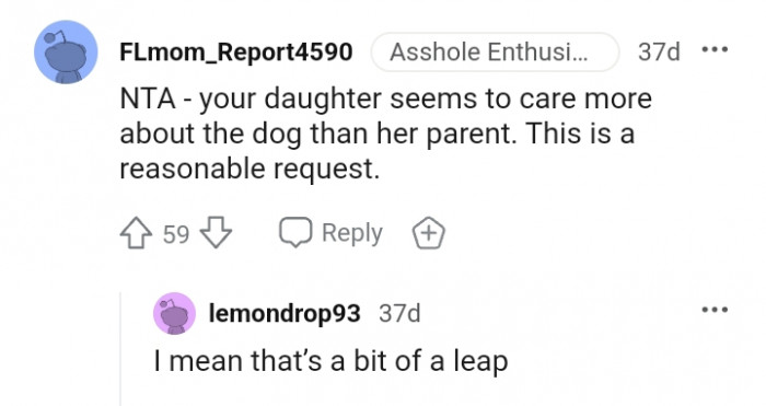 Your daughter seems to care more about the dog