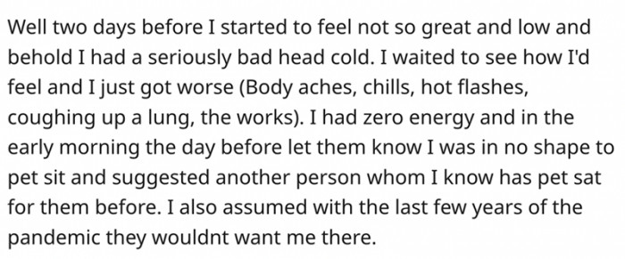 I waited to see how I'd feel