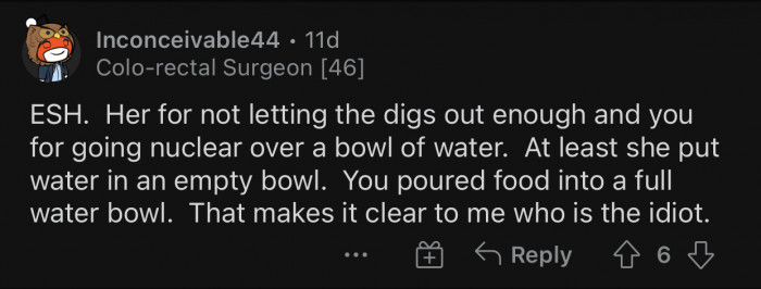 At least OP's sister poured water into an empty bowl.