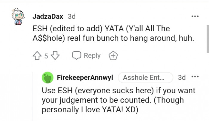 This Redditor adds their own kind of judgment