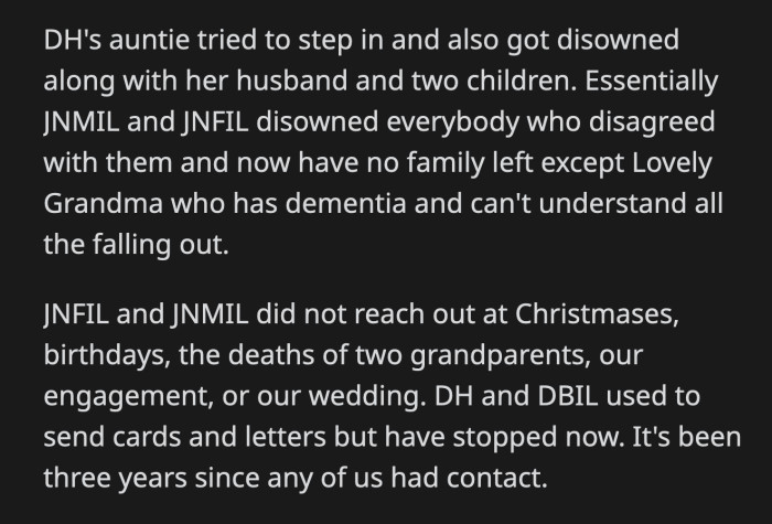 It Has Been Three Years Since OP Has Seen or Heard from Her In-Laws, and She Couldn't Be Happier.