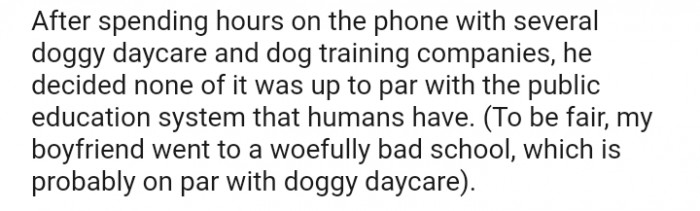 It was up to par with the public education system