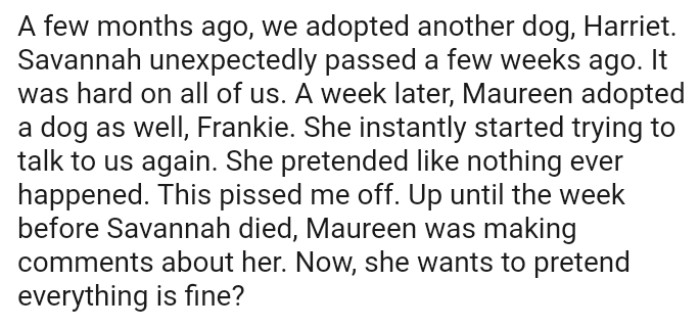 The OP's neighbor pretended like nothing ever happened, which upset the OP.