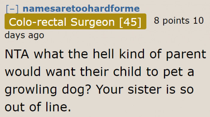 It's the Sister Who's Out of Line, Not the OP.