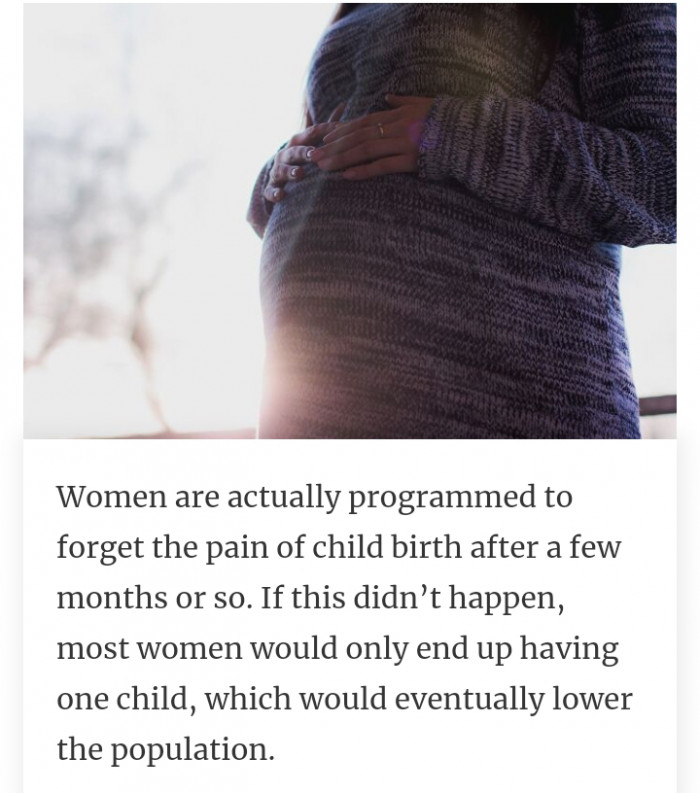 16. What women are programmed to forget