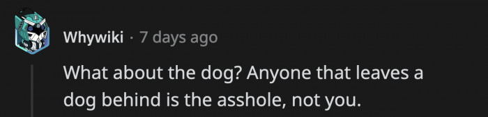 More than the belongings, the dog being left was also discussed
