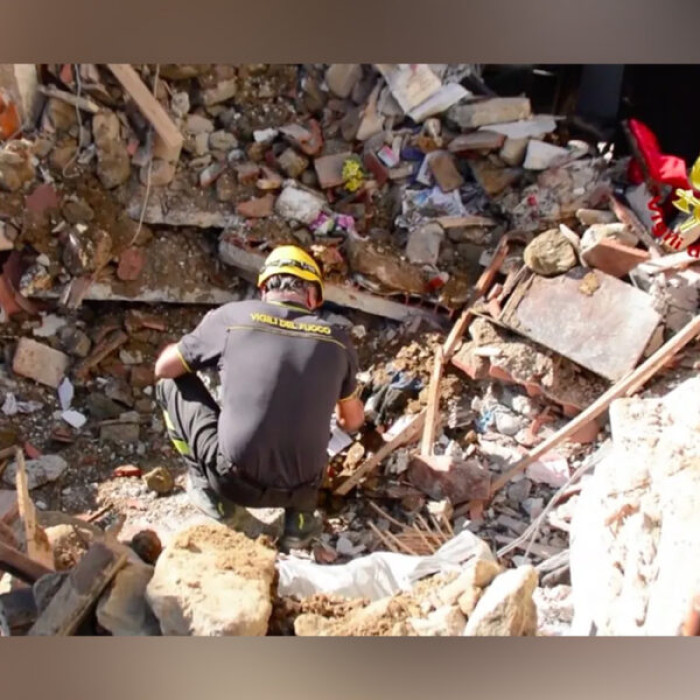 This was impeccable timing because the firefighters were actually there to demolish the remaining structure.