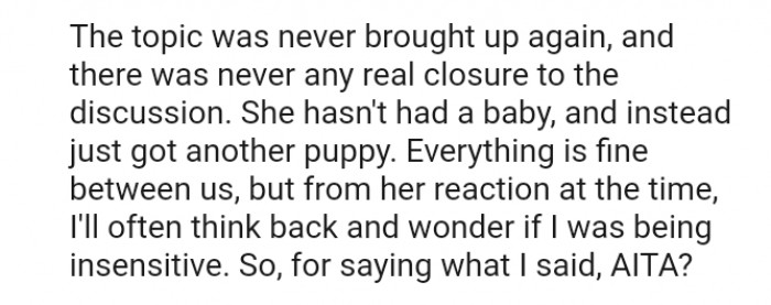 She hasn't had a baby; instead, she just got another puppy