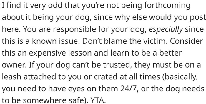 OP shouldn’t blame the victim.