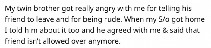 6. Her Brother Got Upset With Her, but OP Received Full Support From Her Partner.