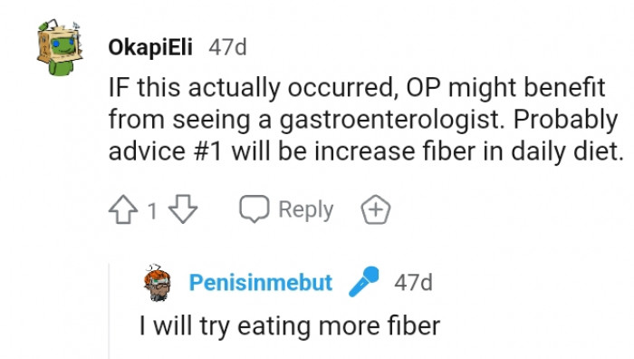 19. The OP had been advised to eat more fiber