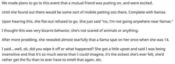 A petting zoo was reason enough for her to completely bail