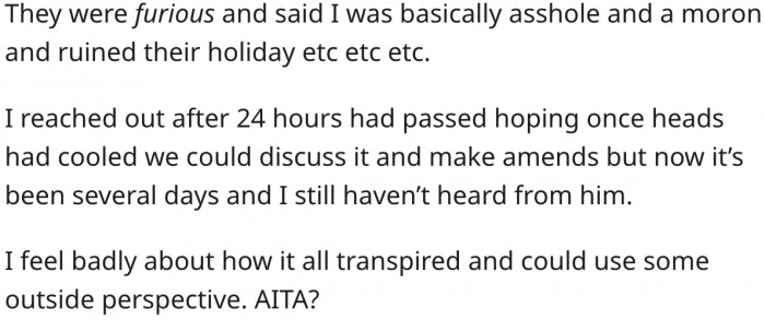 Was he wrong to do that? Reddit responds.