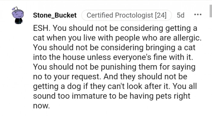 You all sound too immature to be having pets