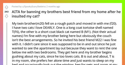 Young Woman Bans Brother's Best Friend From Her Home After He Insults Her Cats, But Her Brother Says She Overreacted