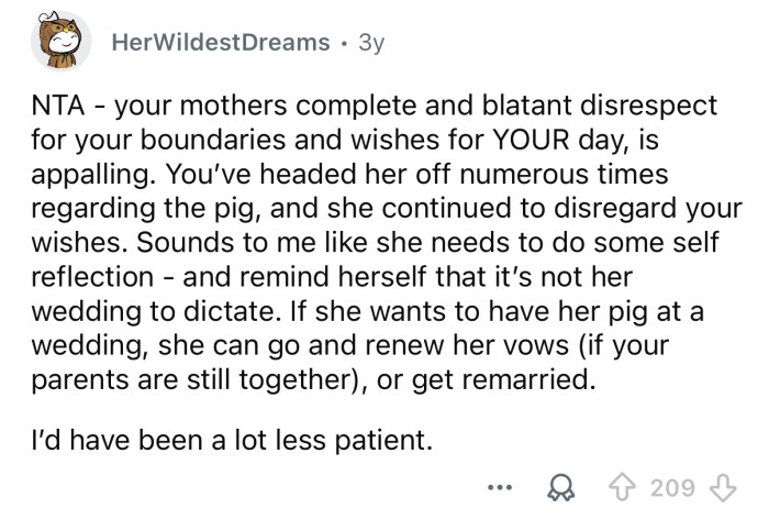 “I’d have been a lot less patient.”