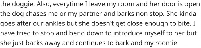 The tiny dog is causing a lot of problems. It constantly barks at everyone, gets close to their ankles, and may even try to bite them. Additionally, it poops on the floor.