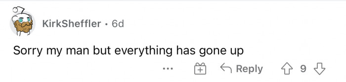 Simply put, basically every price for everything is much higher now.