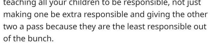 OP is basically rewarding the kids who are less responsible