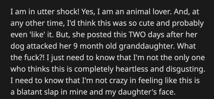 OP was insulted by MIL's post.