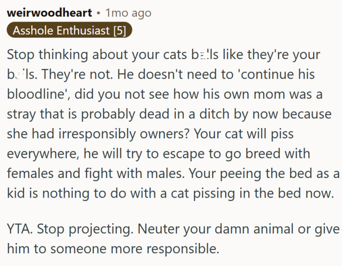 OP should stop projecting