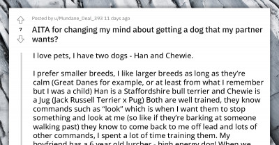 Redditor Changes Her Mind About Getting A Dog That Her Partner Wants, Gets Partner And Daughter Upset