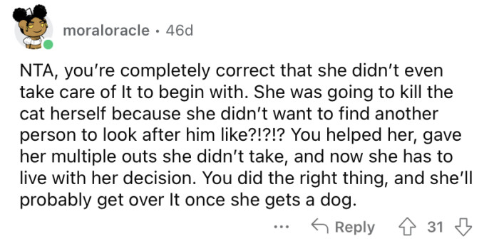 "You did the right thing."