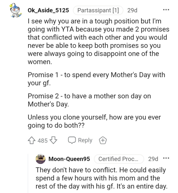 Man Decides To Spend Mother's Day With His Girlfriend Instead Of His