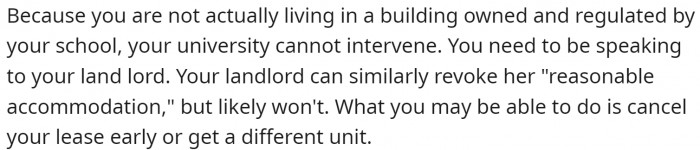 The University cannot intervene because it is a privately owned building