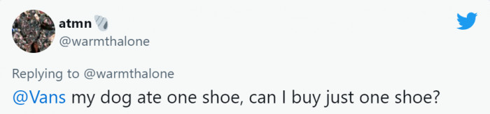 8. A reasonable question. We hope Vans understands the situation.