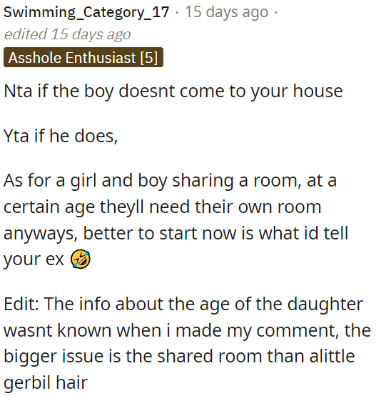 Shared rooms for kids are a concern regardless of minor details like pet hair.