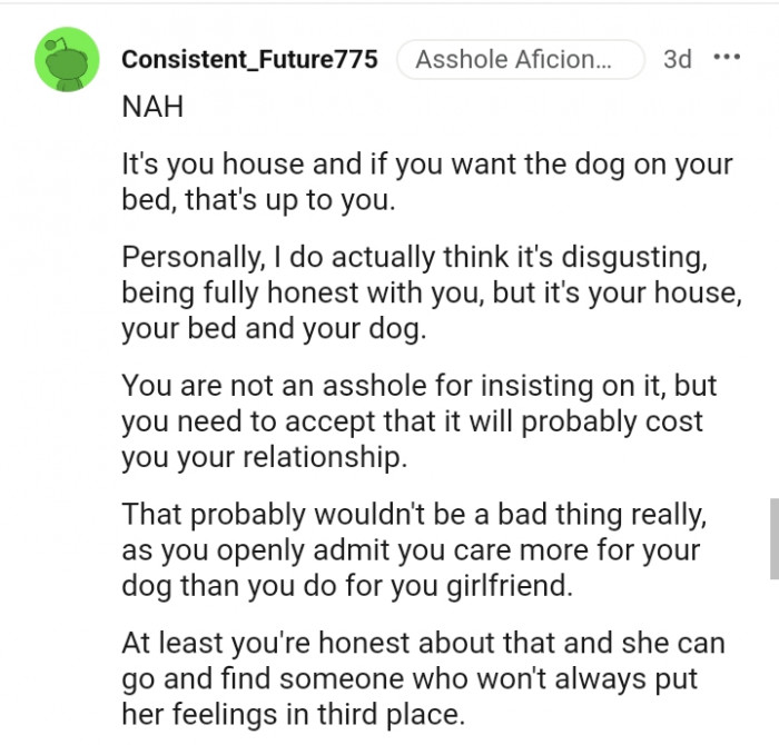 You have to know that it might cost you your relationship