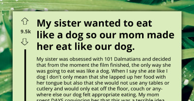 Eight-Year-Old Decides To Start Eating Like Dog After Watching 101 Dalmatians, Gives Up When Her Mom Maliciously Complies To It