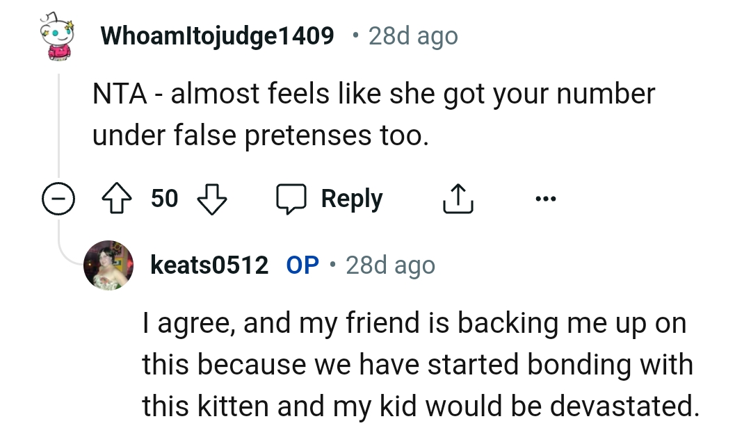 The OP has started bonding with the cat