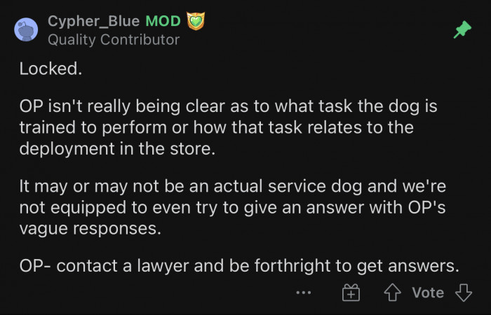 A moderator mentioned how OP did not provide enough information to the community.