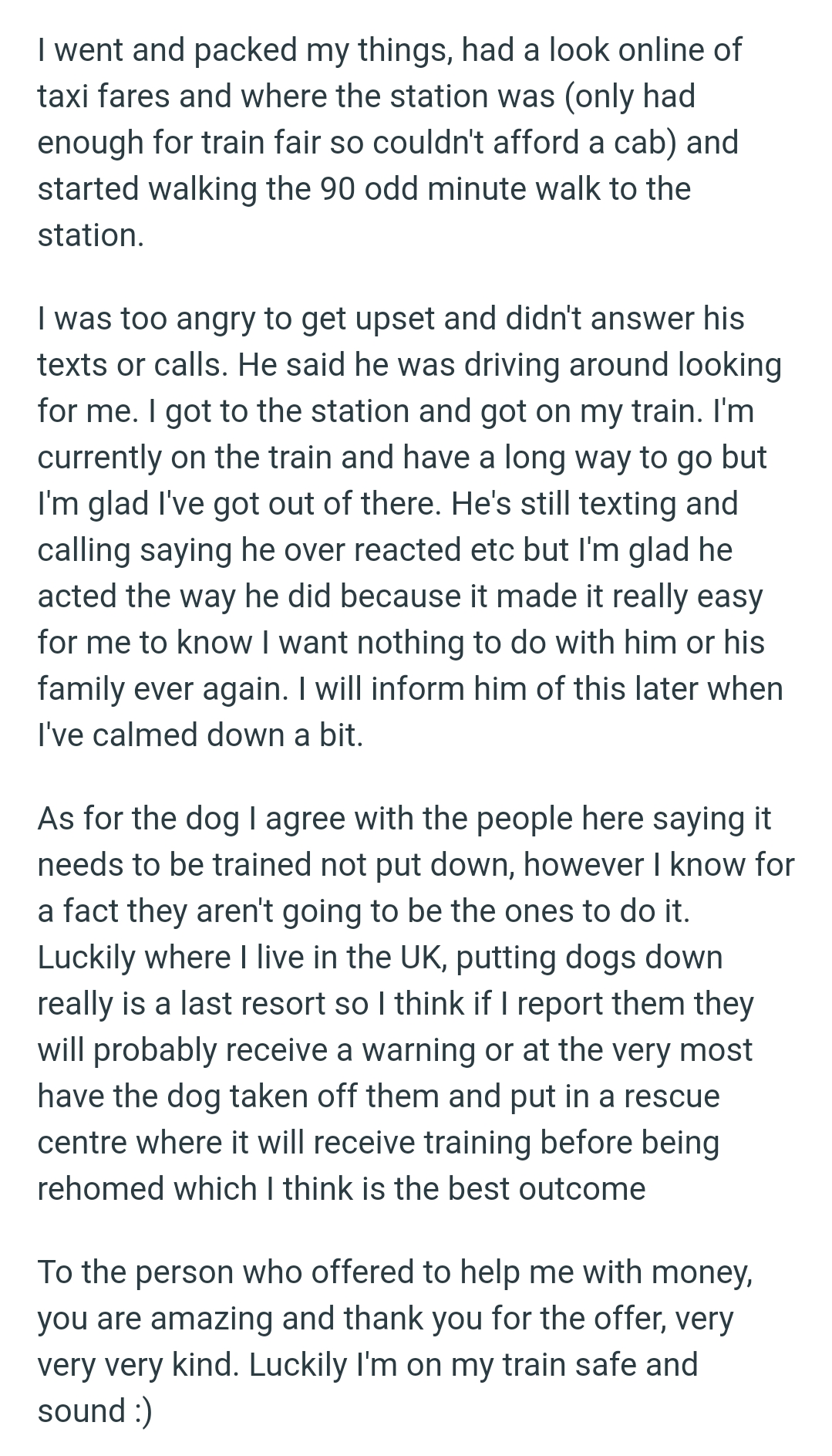 The OP thinks that if she reports them, they will probably receive a warning or, at the very most, have the dog taken from them