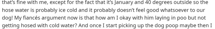 She says that she'd normally be okay with this, but it's wintertime. Then she shares his argument.