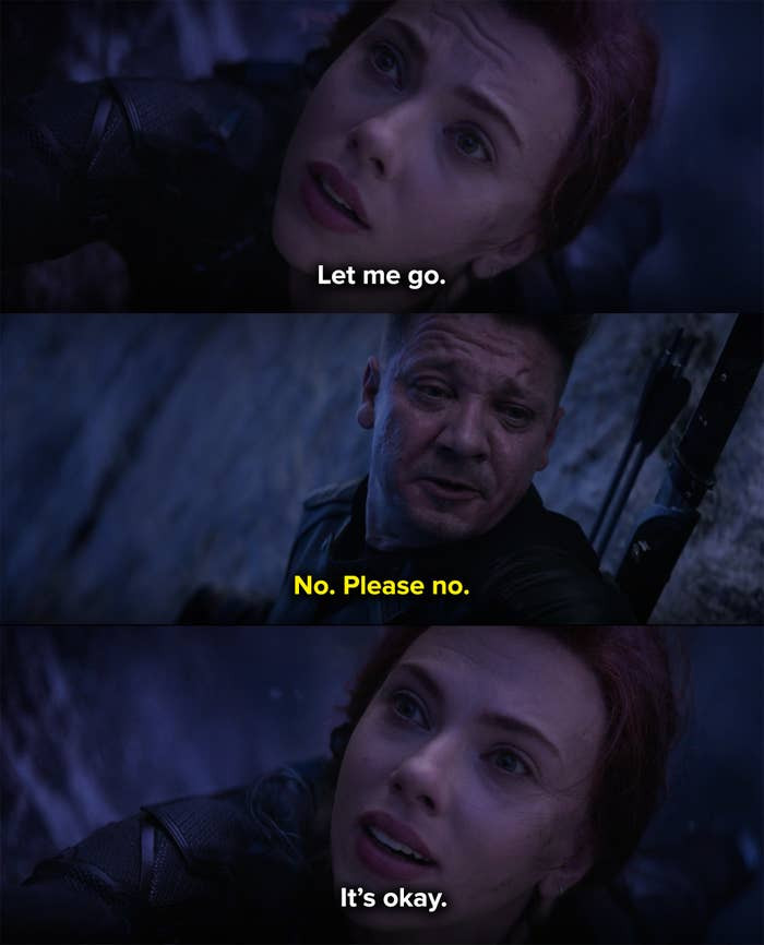 7. When Hawkeye and Black Widow had to fight each other to sacrifice themselves for the soul stone in Avengers: Endgame