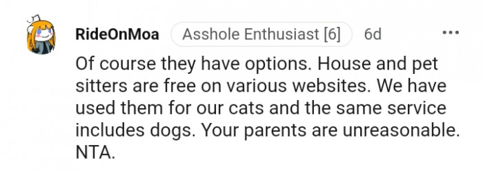 House and pet sitters are free on various websites