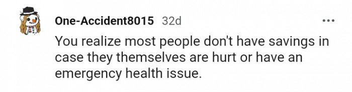 People do have emergency savings for themselves