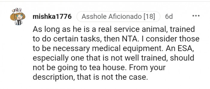 This Redditor considers the dog to be necessary medical equipment