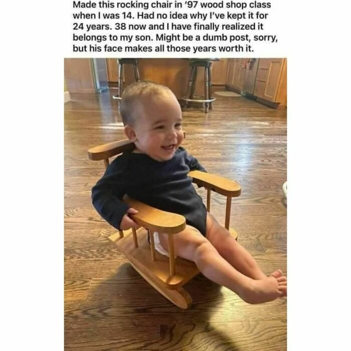 1. Unknowingly built a rocking chair for their son, 24 years before he was born