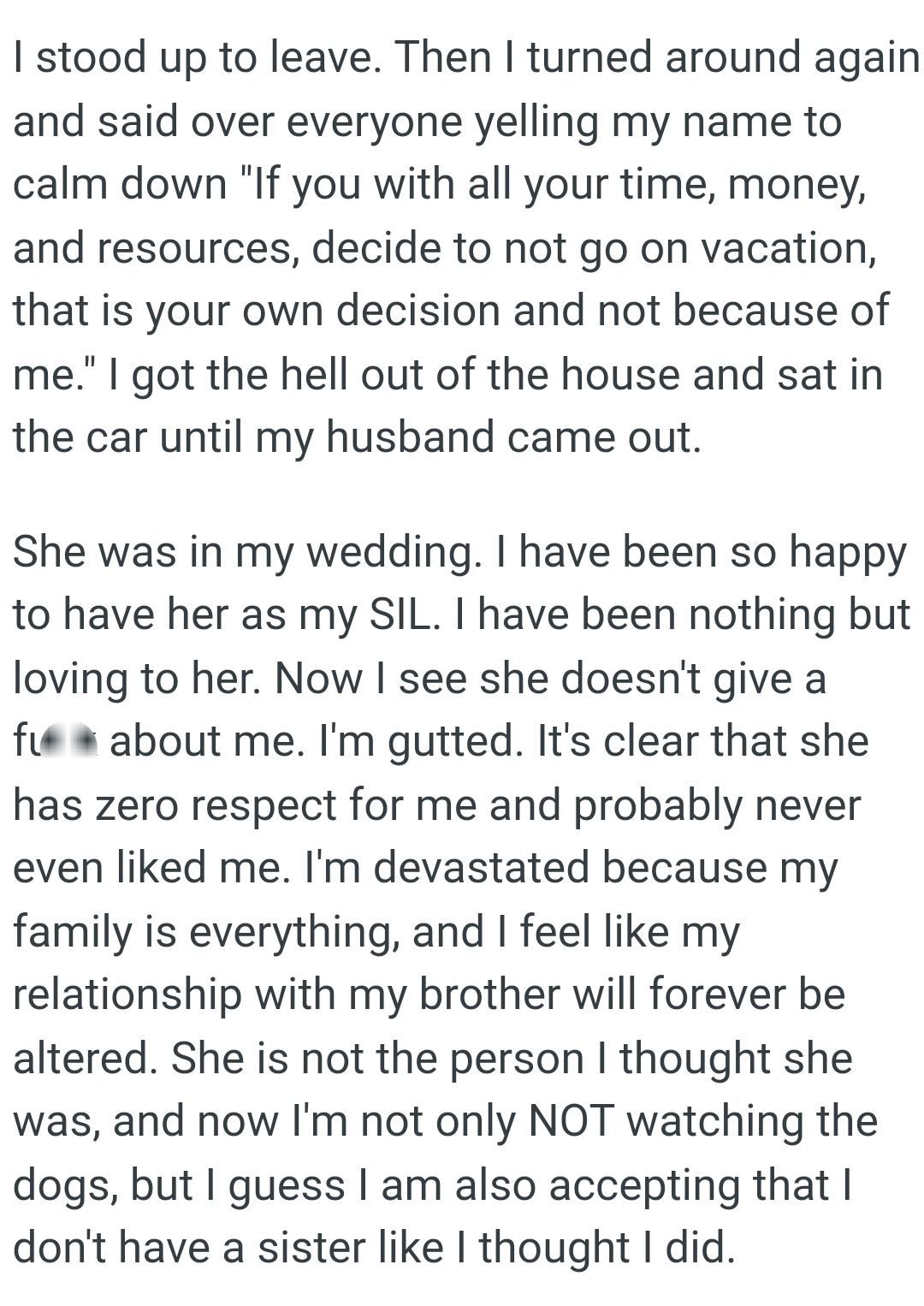 It's clear that she has zero respect for the OP and probably never even liked her.