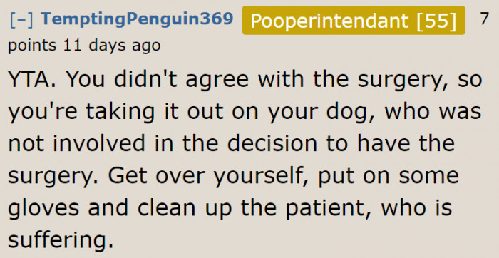 At the end of the day, they need to take care of a member of the family who's suffering.