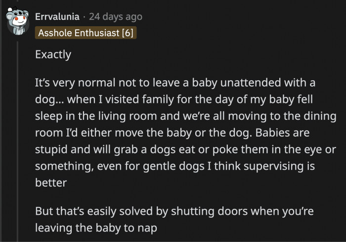 Having said that, SIL should consider staying in the guest room while the dog is out and about