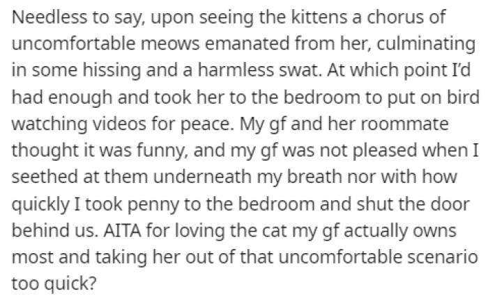 When the time came for Penny to meet her new friends, she was clearly nervous and uncomfortable, and the boyfriend couldn't watch it.