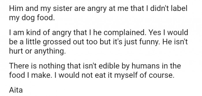 The OP is kind of angry the BIL complained