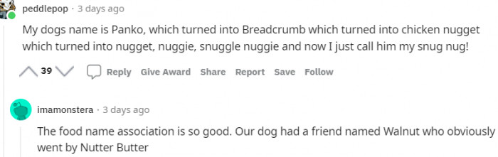 10. This person's dog's name turned into bread crumbs