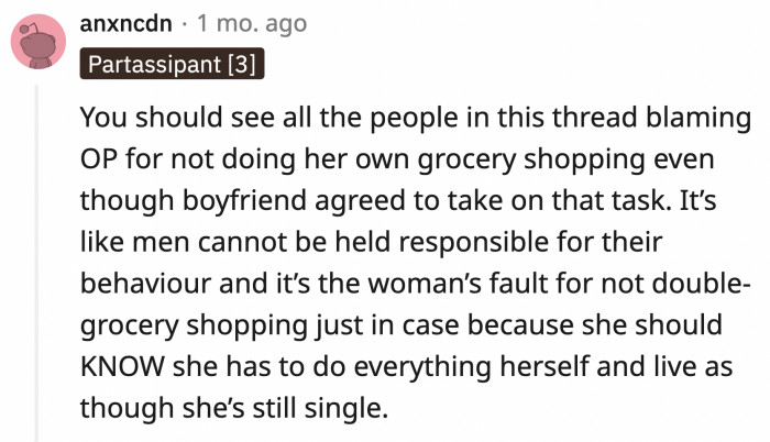 There were a lot of people blaming OP for not picking up the groceries herself despite her multiple explanations